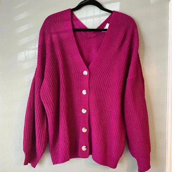 NWOT Andree by Unit purple/pink cardigan size Large - Picture 1 of 7